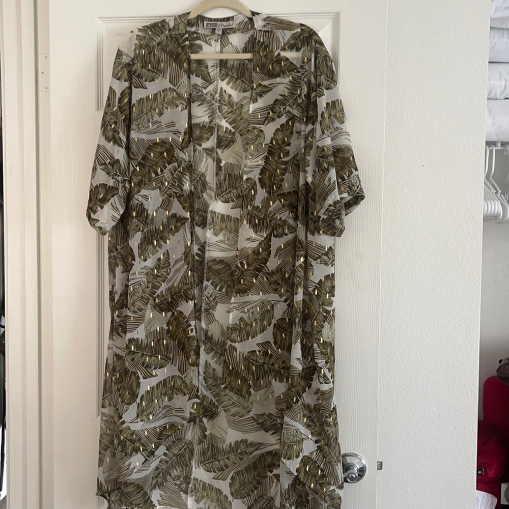 Sheer coverup with tropical print